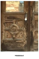 Cover for MiddleLost 1 showing a drawing of an old doorway