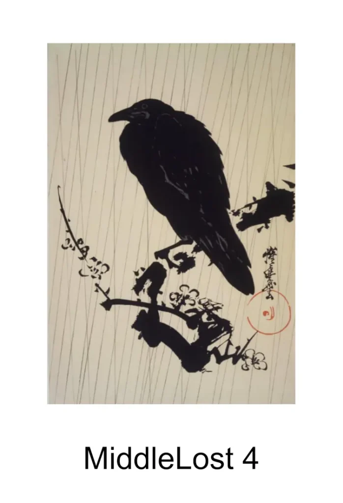 Sketch of crow on a branch